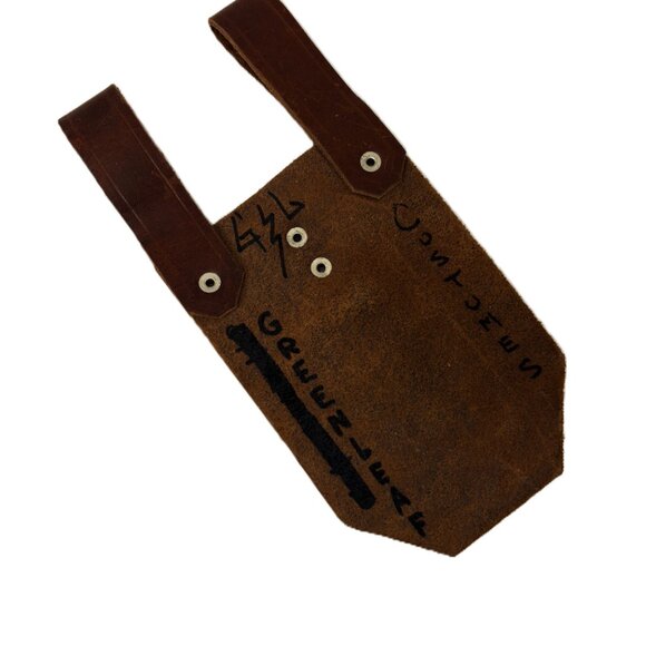 Frog Holder Vertical Renaissance Medieval Brwn Leather & Brass Handcrafted - Picture 3 of 7